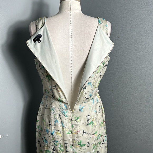 The Limited A-line Chiffon dress Light Lime Green with Leave and Bird Print sz 8 - Picture 13 of 13